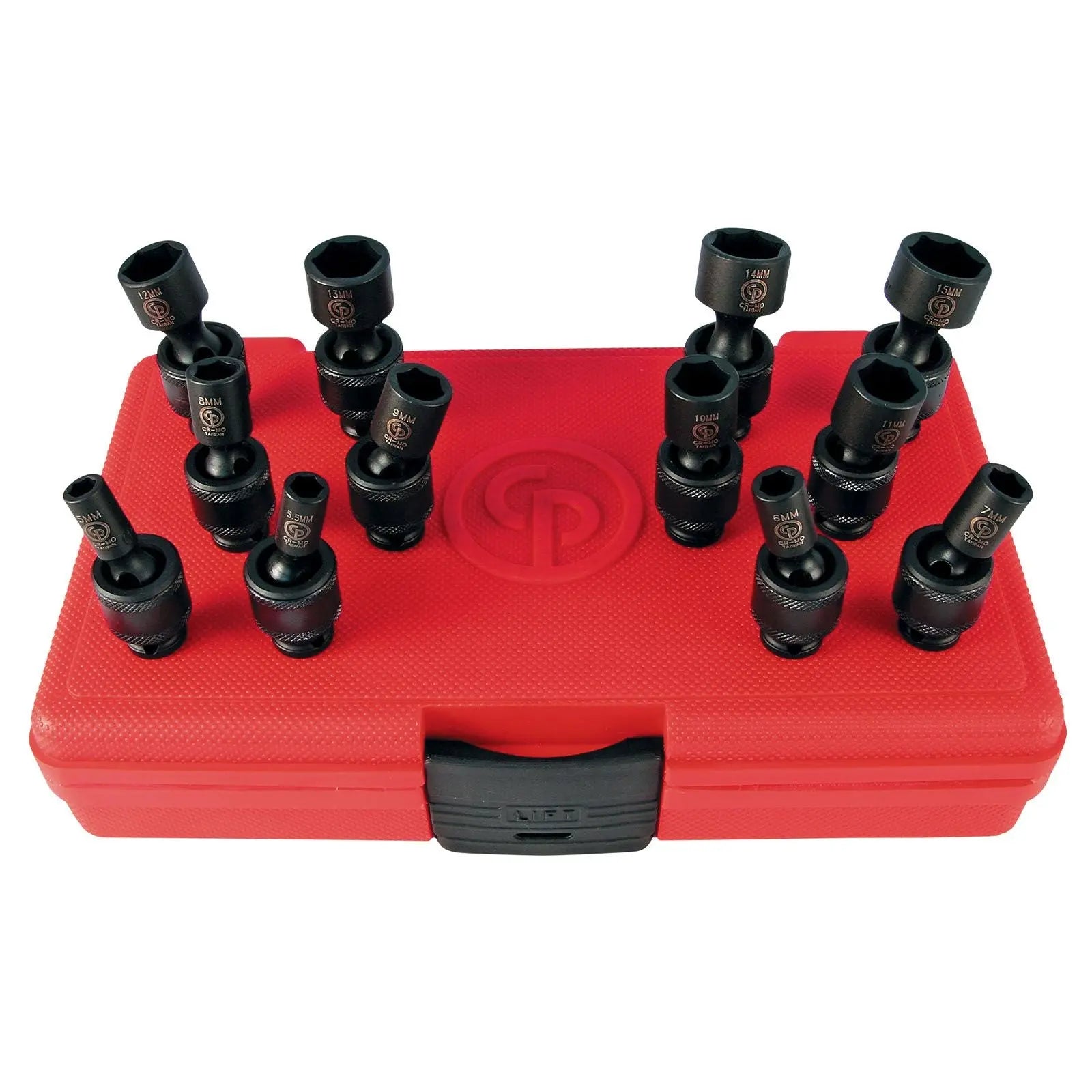 Chicago Pneumatic Set of 12 SS2112U 1/4 in Drive Metric Universal Impact Sockets - CP 8940164438 Chicago Pneumatic