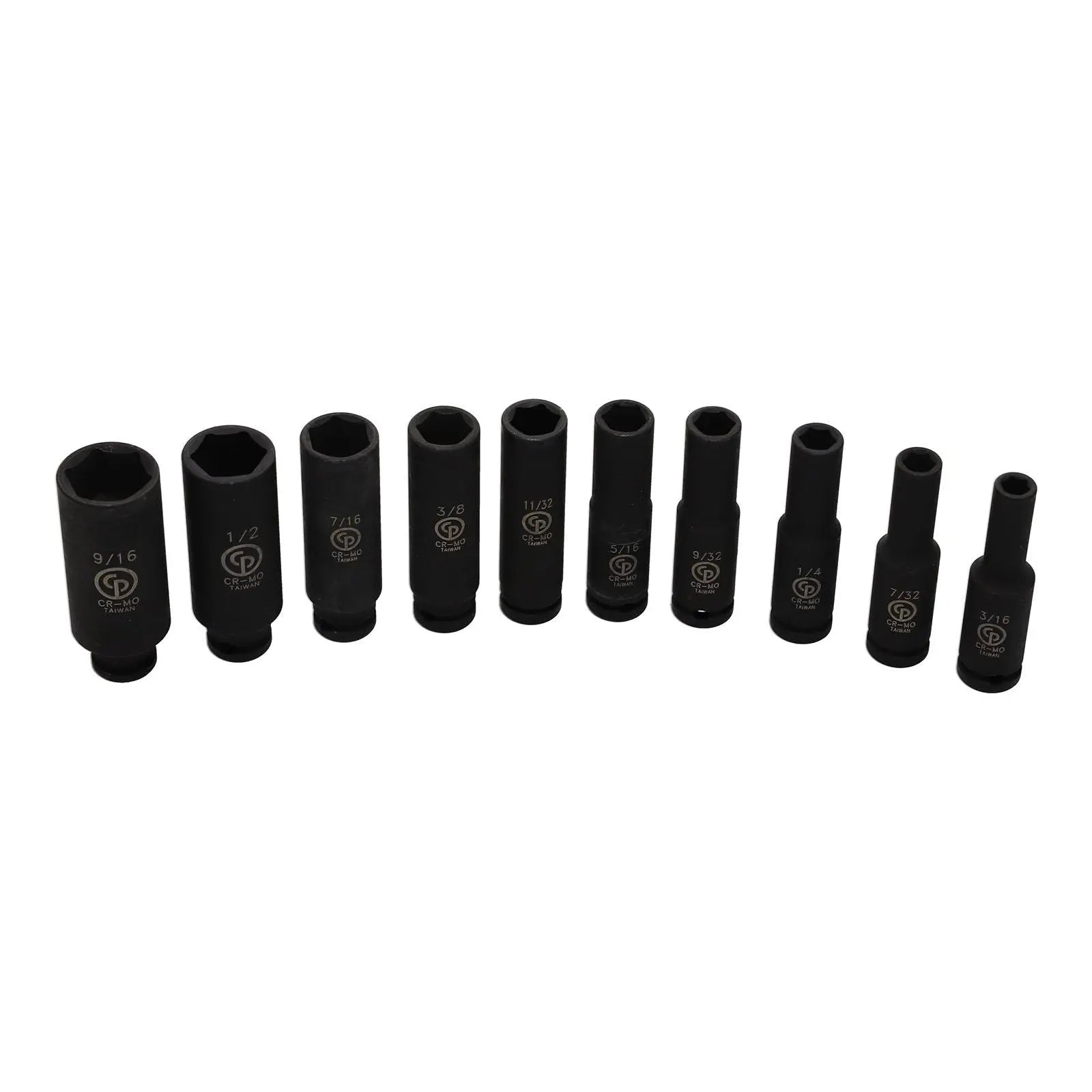 Chicago Pneumatic Set of 10 SS2010D 1/4 in Drive SAE/Imperial Deep Impact Sockets - CP 8940164442 Chicago Pneumatic