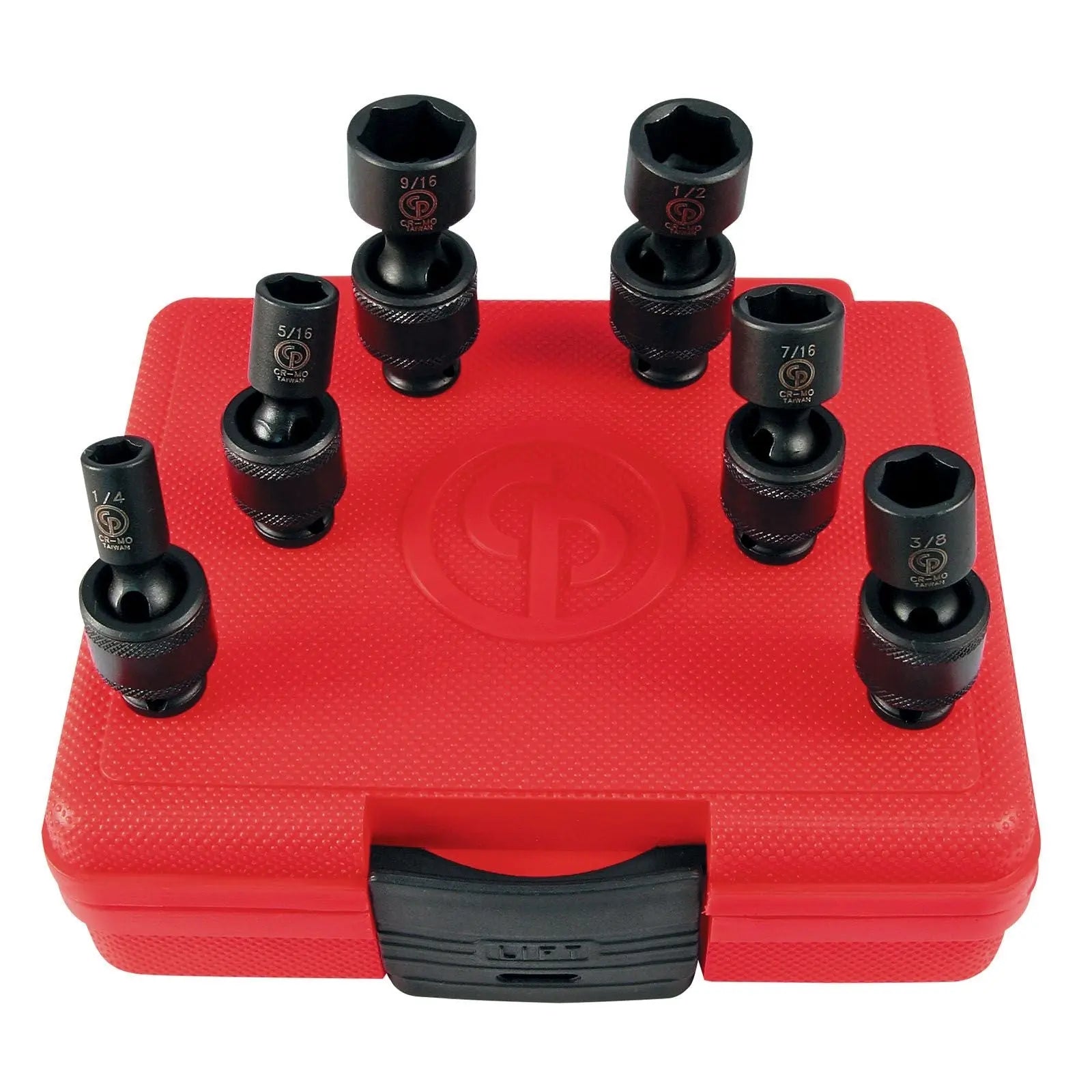 Chicago Pneumatic Set of 6 SS206U 1/4 in Drive SAE/Imperial Universal Impact Sockets - CP 8940164443 Chicago Pneumatic