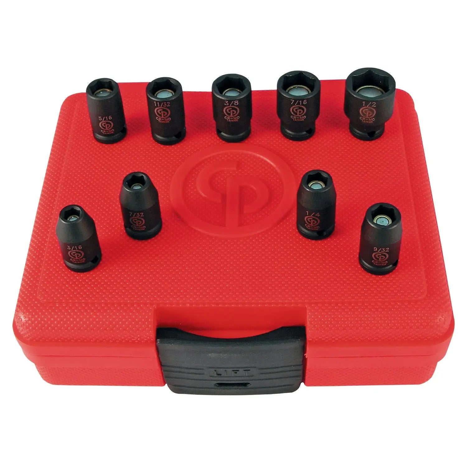 Chicago Pneumatic Set of 9 SS209G 1/4 in Drive SAE/Imperial Magnetic Impact Sockets - CP 8940164444 Chicago Pneumatic