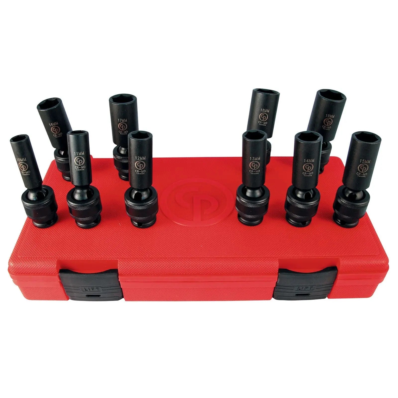 Chicago Pneumatic Set of 10 SS3110DU 3/8 in Drive Metric Deep Universal Impact Sockets - CP 8940164449 Chicago Pneumatic