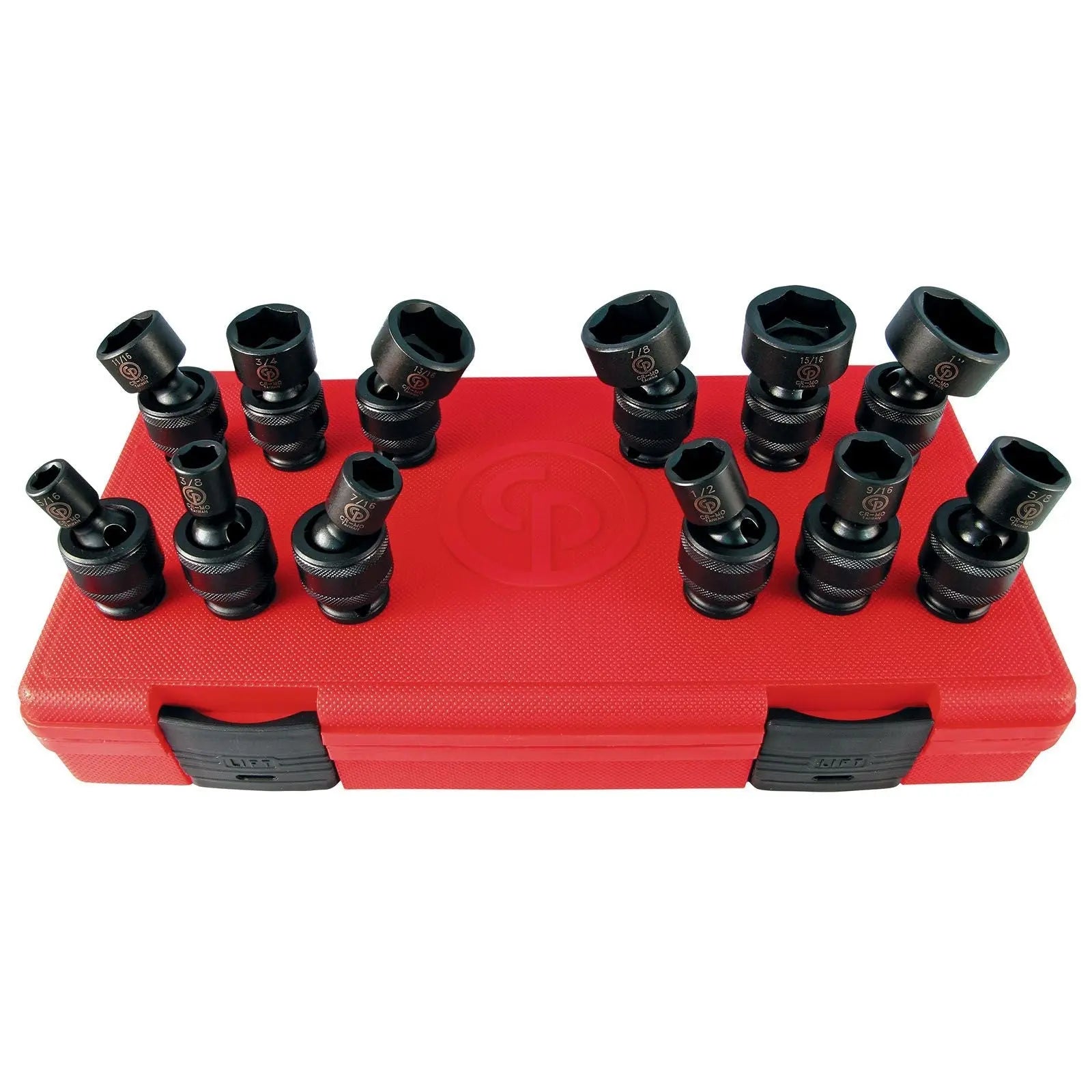 Chicago Pneumatic Set of 12 SS3012U 3/8 in Drive SAE/Imperial Universal Impact Sockets - CP 8940164454 Chicago Pneumatic