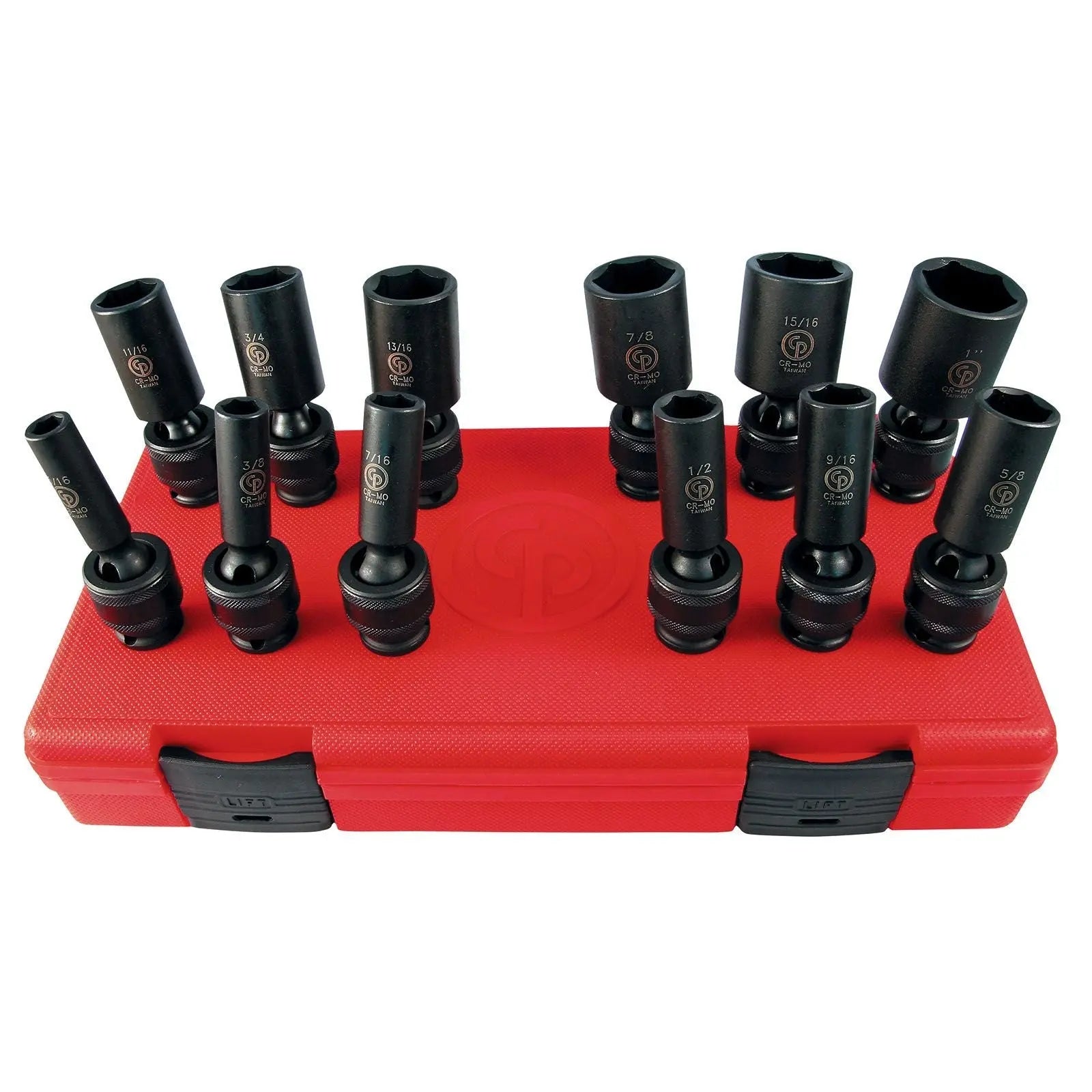 Chicago Pneumatic Set of 12 SS3012DU 3/8 in Drive SAE/Imperial Deep Universal Impact Sockets - CP 8940164455 Chicago Pneumatic