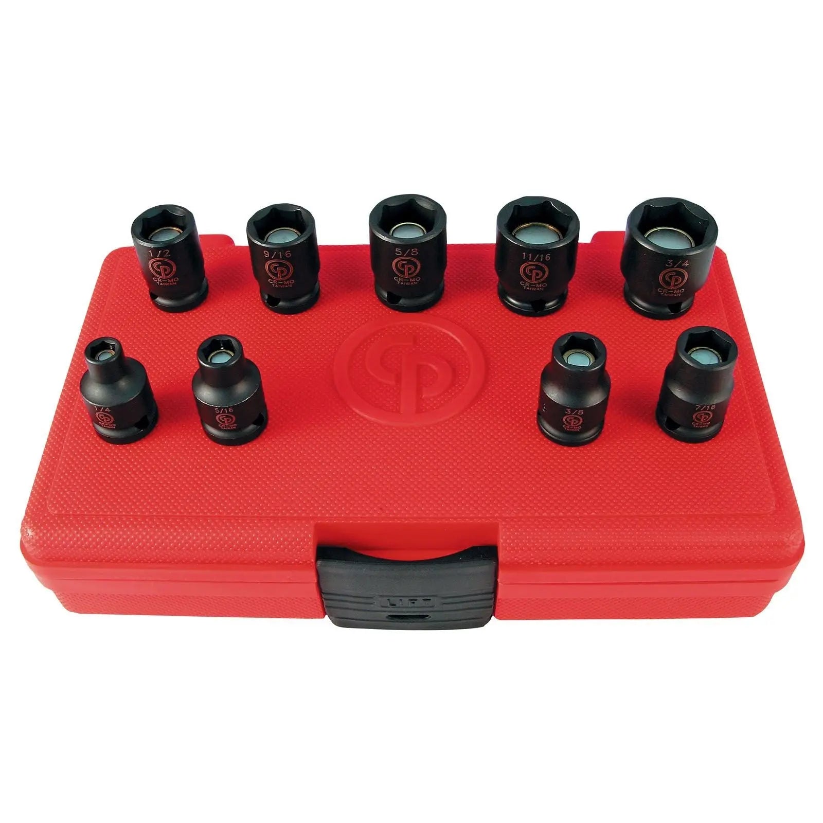 Chicago Pneumatic Set of 9 SS309G 3/8 in Drive SAE/Imperial Magnetic Impact Sockets - CP 8940164456 Chicago Pneumatic