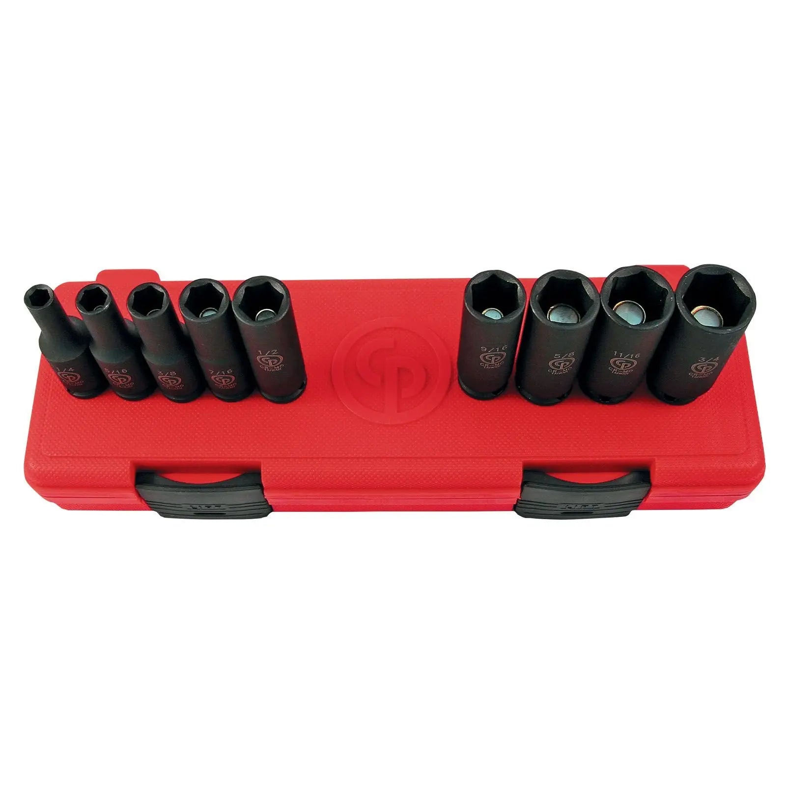 Chicago Pneumatic Set of 9 SS309DG 3/8 in Drive SAE/Imperial Deep Magnetic Impact Sockets - CP 8940164457 Chicago Pneumatic