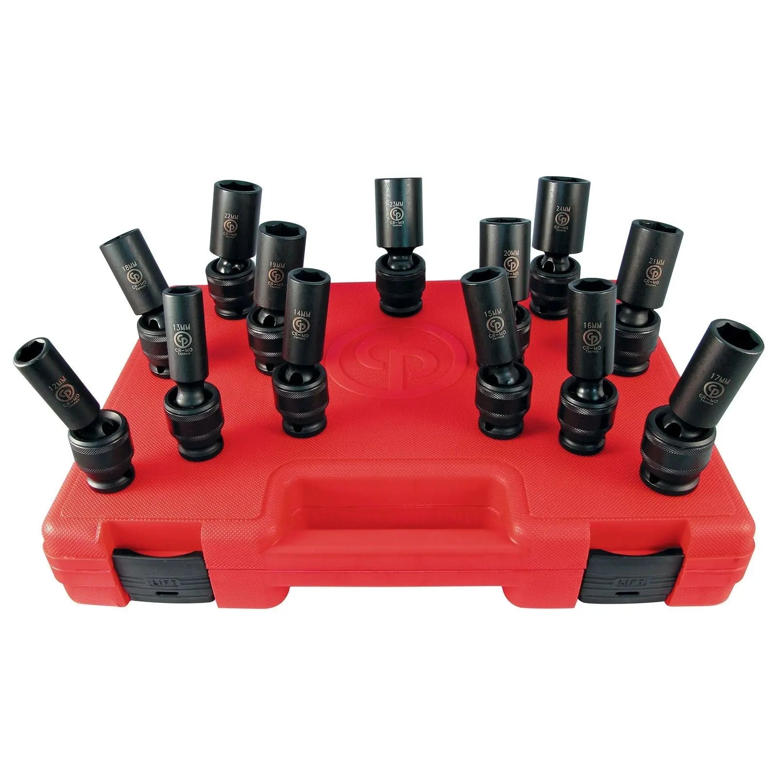 Chicago Pneumatic Set of 13 SS4113DU 1/2 in Drive Metric Deep Universal Impact Sockets - CP 8940164461 Chicago Pneumatic
