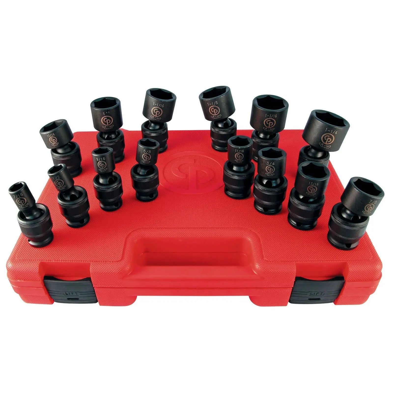 Chicago Pneumatic Set of 14 SS4014U 1/2 in Drive SAE/Imperial Universal Impact Sockets - CP 8940164467 Chicago Pneumatic