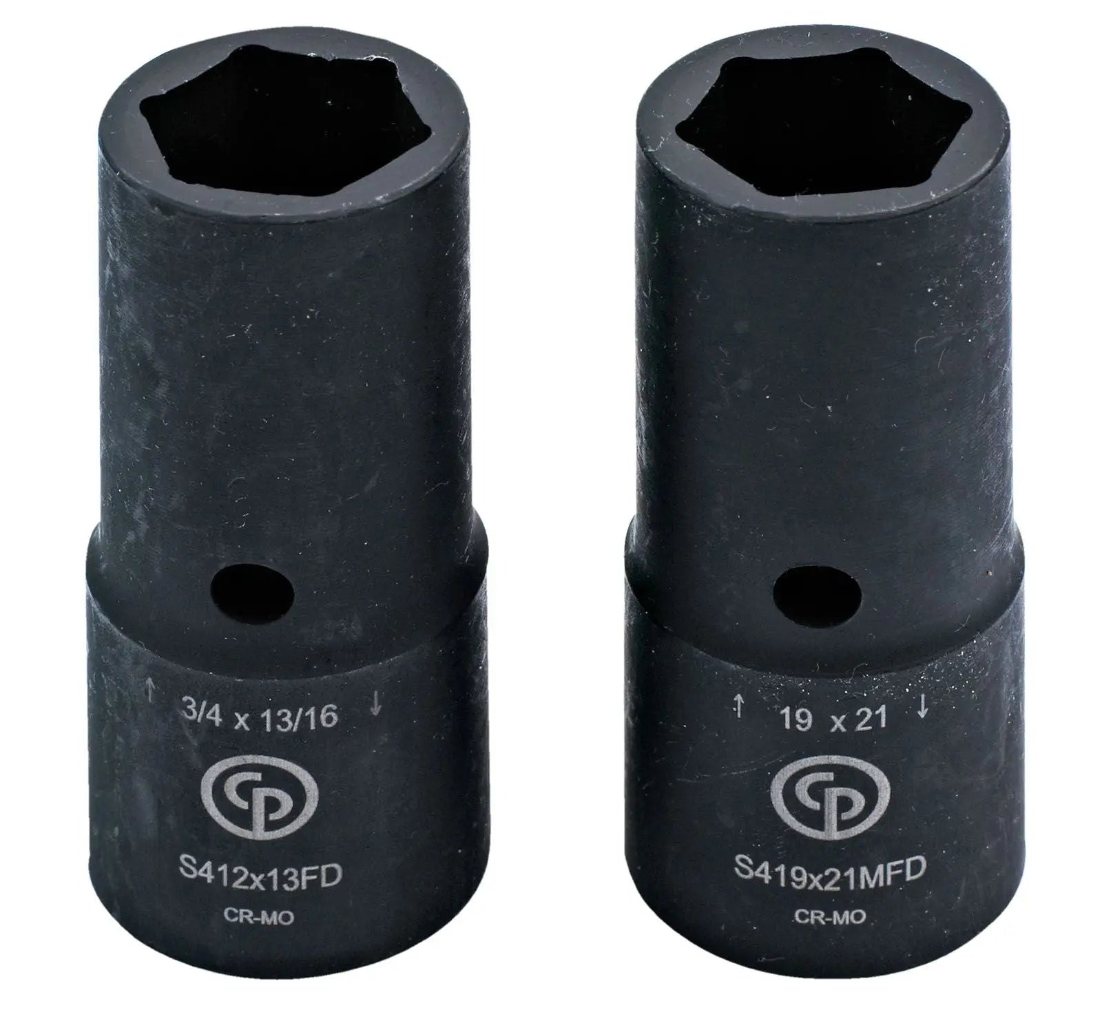 Chicago Pneumatic Set of 2 SS422FTW Impact Sockets, 19 - 21mm and 3/4 in - 13/16 in - CP 8940169701 Chicago Pneumatic
