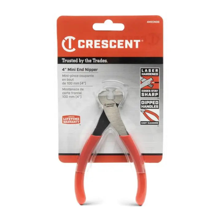 CRESCENT End Nipper Plier with Mini Dipped Handle, 4 in - GW 4MECNDG Plier CRESCENT