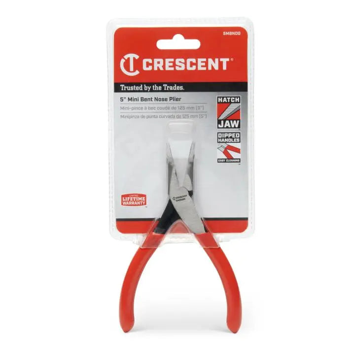 CRESCENT Bent Nose Plier with Mini Dipped Handle, 5 in - GW 5MBNDG Plier CRESCENT