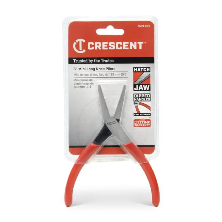 CRESCENT Long Flat Nose Plier with Mini Dipped Handle, 5 in - GW 5MFLNDG Plier CRESCENT