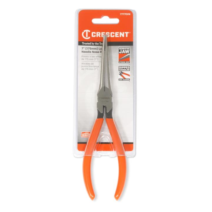 CRESCENT 7" Long Needle Nose Solid Joint Pliers - 7777CVN