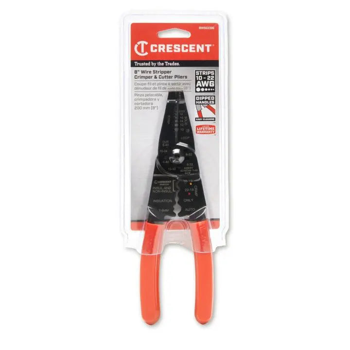 CRESCENT Wire Stripper and Crimper, 8 in - GW 8WSCCDG Stripper and Crimper CRESCENT