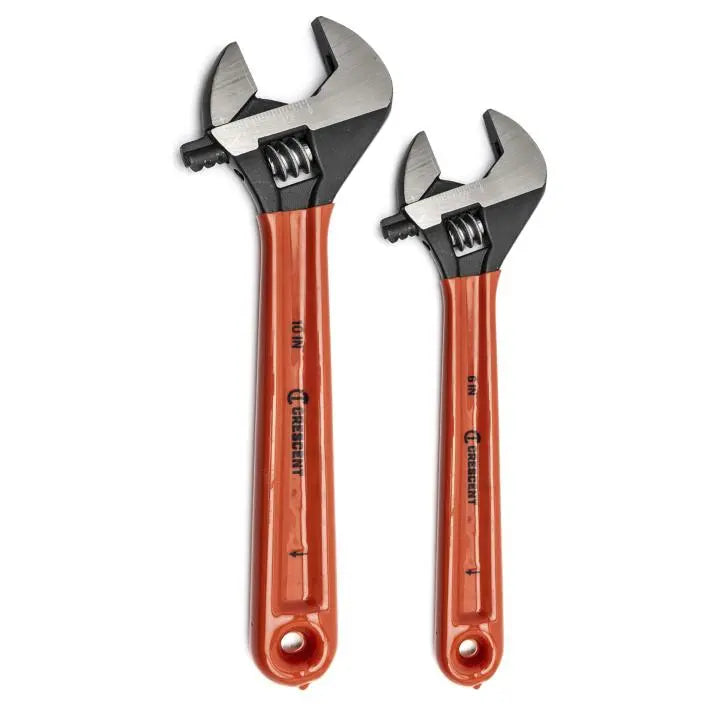 CRESCENT Set of 2 Black Oxide Cushion Grip Adjustable Wrench, 6, 10 in - GW AT2610CVS CRESCENT