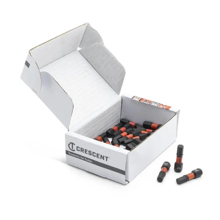 CRESCENT Set of 25 Hex Vortex Impact Power Bit, 3/16 in x 1 in - GW CAVB1HX12-25 Power Bit Set CRESCENT