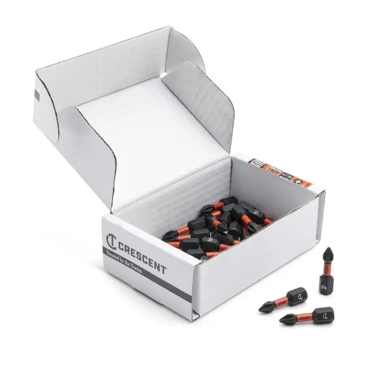 CRESCENT Set of 25 Phillips Vortex Impact Power Bit, PH1 x 1 in - GW CAVB1PH1-25 Power Bit Set CRESCENT