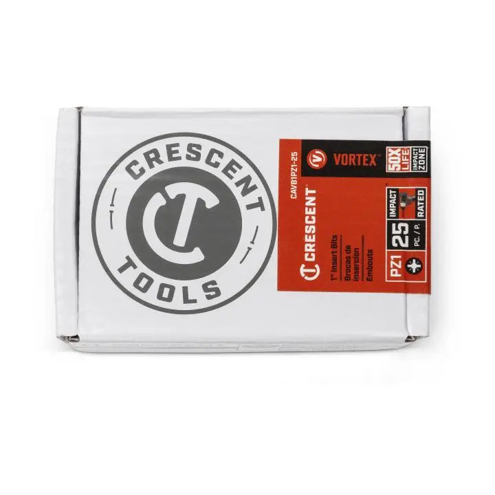 CRESCENT Set of 25 Pozidriv Vortex Insert Power Bit, PH1 x 1 in - GW CAVB1PZ1-25 Power Bit Set CRESCENT