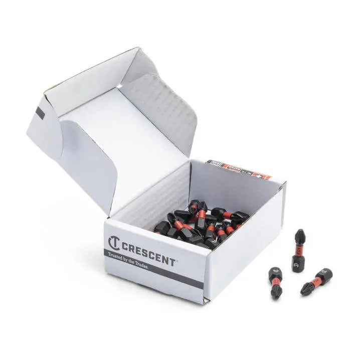 CRESCENT Set of 25 Pozidriv Vortex Insert Power Bit, PH2 x 1 in - GW CAVB1PZ2-25 Power Bit Set CRESCENT