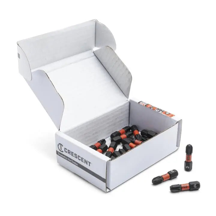 CRESCENT Set of 25 Pozidriv Vortex Insert Power Bit, PH3 x 1 in - GW CAVB1PZ3-25 Power Bit Set CRESCENT
