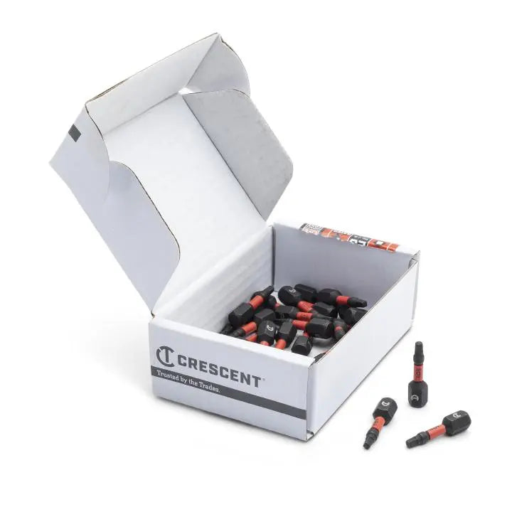 CRESCENT Set of 25 Square Vortex Impact Power Bit, PH1 x 1 in - GW CAVB1SQ1-25 Power Bit Set CRESCENT