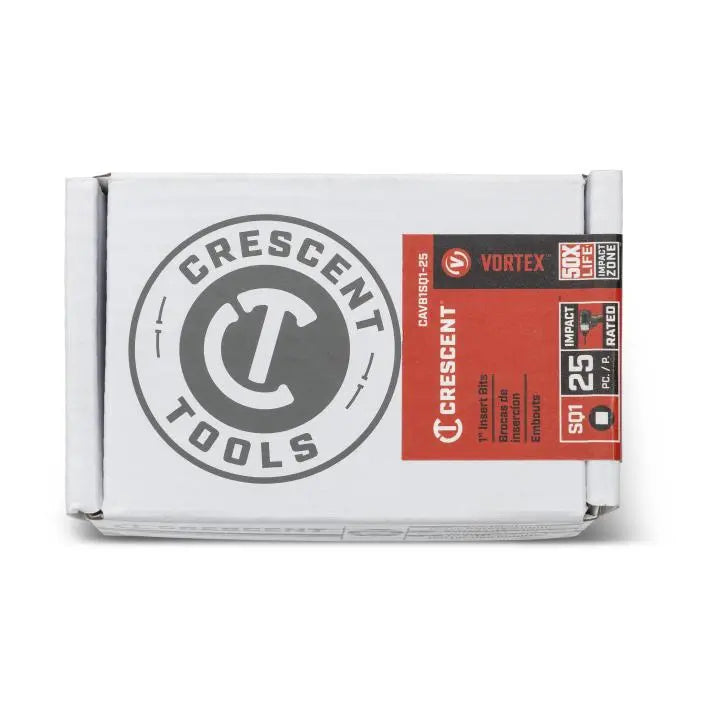 CRESCENT Set of 25 Square Vortex Impact Power Bit, PH1 x 1 in - GW CAVB1SQ1-25 Power Bit Set CRESCENT
