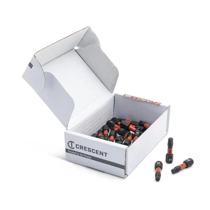 CRESCENT Set of 25 Square Vortex Impact Power Bit, PH3 x 1 in - GW CAVB1SQ3-25 Power Bit Set CRESCENT