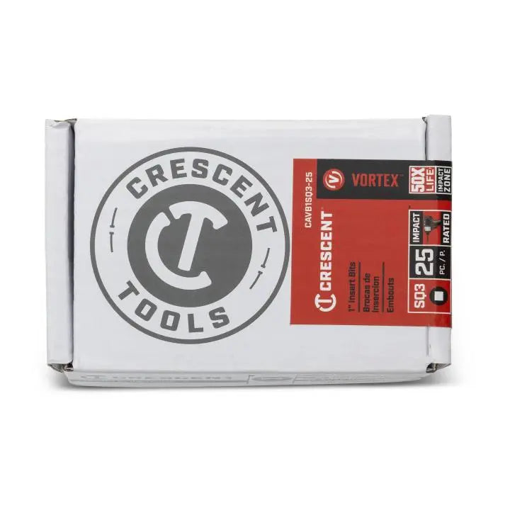 CRESCENT Set of 25 Square Vortex Impact Power Bit, PH3 x 1 in - GW CAVB1SQ3-25 Power Bit Set CRESCENT