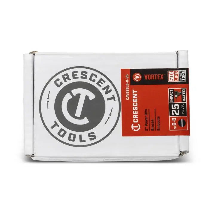 CRESCENT Set of 25 Slotted Vortex Impact Power Bit, 6 - 8 x 2 in - GW CAVB2SL6-8-25 Power Bit Set CRESCENT