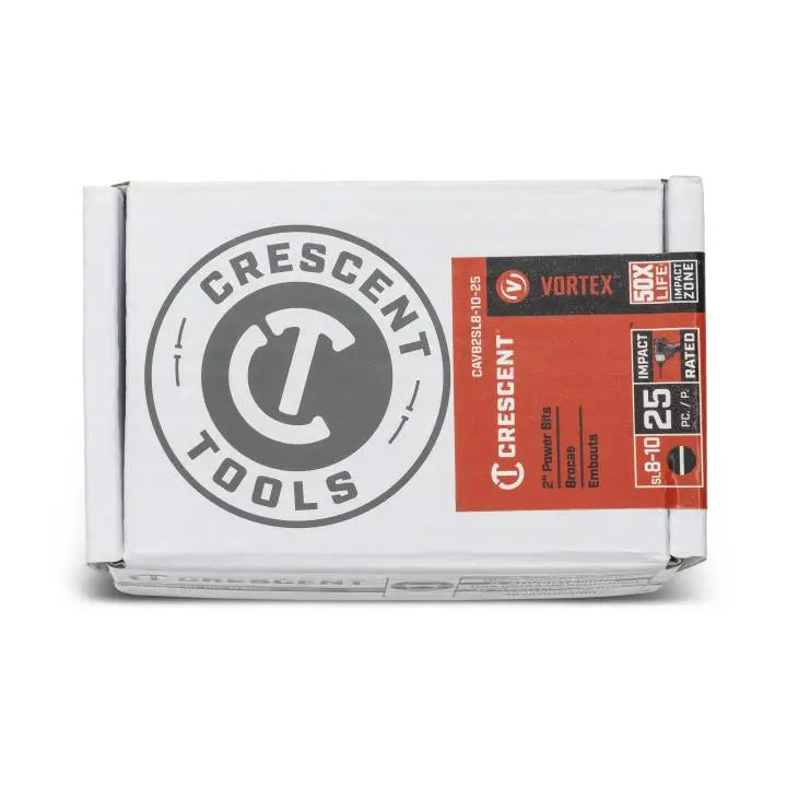 CRESCENT Set of 25 Slotted Vortex Impact Power Bit, 8 - 10 x 2 in - GW CAVB2SL8-10-25 Power Bit Set CRESCENT