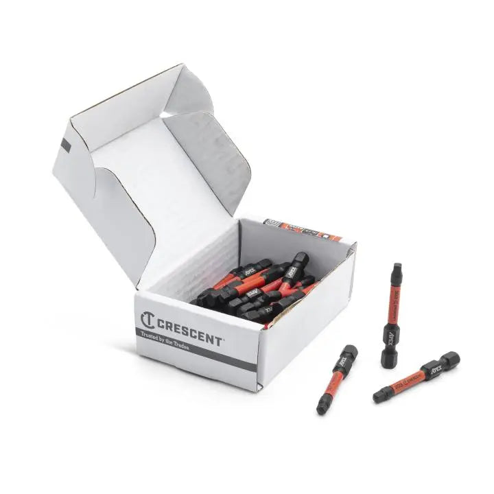 CRESCENT Set of 25 Square Vortex Impact Power Bit, PH3 x 2 in - GW CAVB2SQ3-25 Power Bit Set CRESCENT