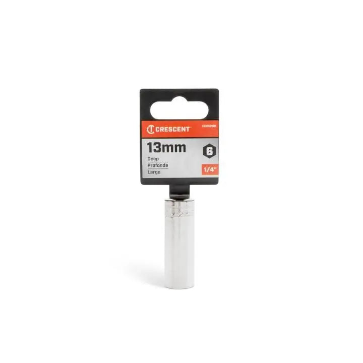 CRESCENT 1/4 in Drive 6 Point Metric Deep Socket, 13mm - GW CDDS20N