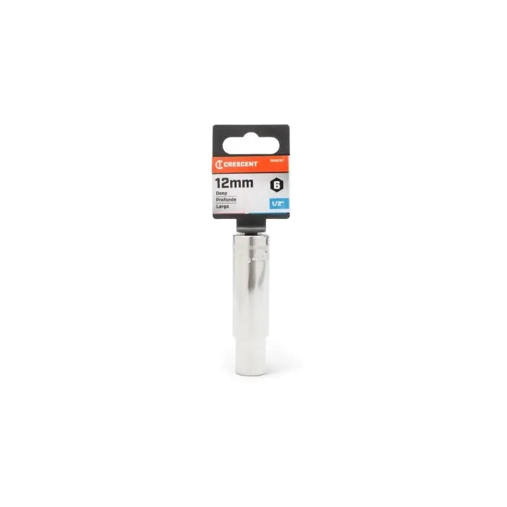 CRESCENT 1/2 in Drive 6 Point Metric Deep Socket, 12mm - GW CDDS71N