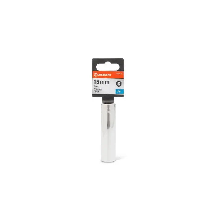 CRESCENT 1/2 in Drive 6 Point Metric Deep Socket, 15mm - GW CDDS74N