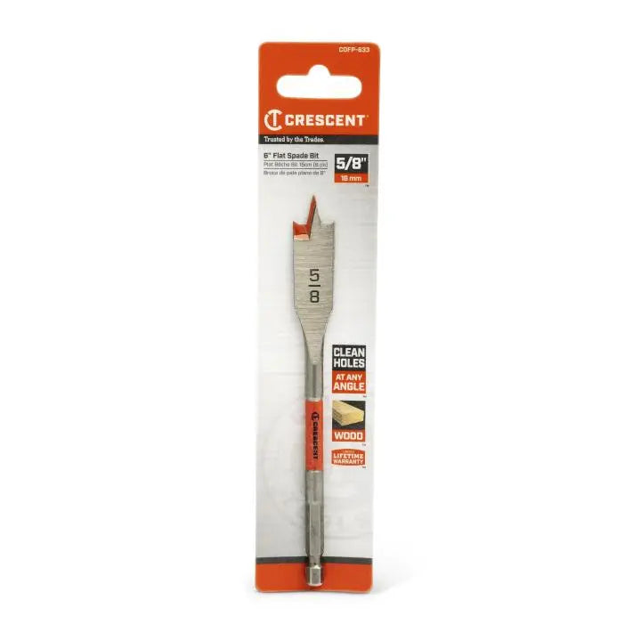CRESCENT Flat Spade Drill Bit, 5/8 in x 6 in - GW CDFP-633 Drill Bit CRESCENT