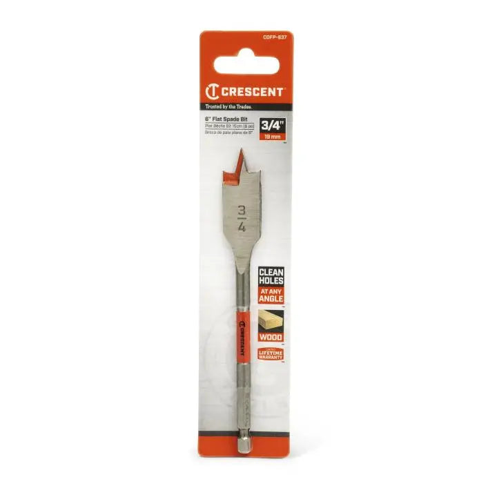 CRESCENT Flat Spade Drill Bit, 3/4 in x 6 in - GW CDFP-637 Drill Bit CRESCENT