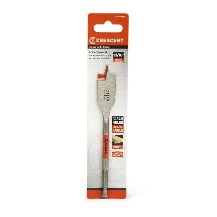CRESCENT Flat Spade Drill Bit, 13/16 in x 6 in - GW CDFP-696 Drill Bit CRESCENT