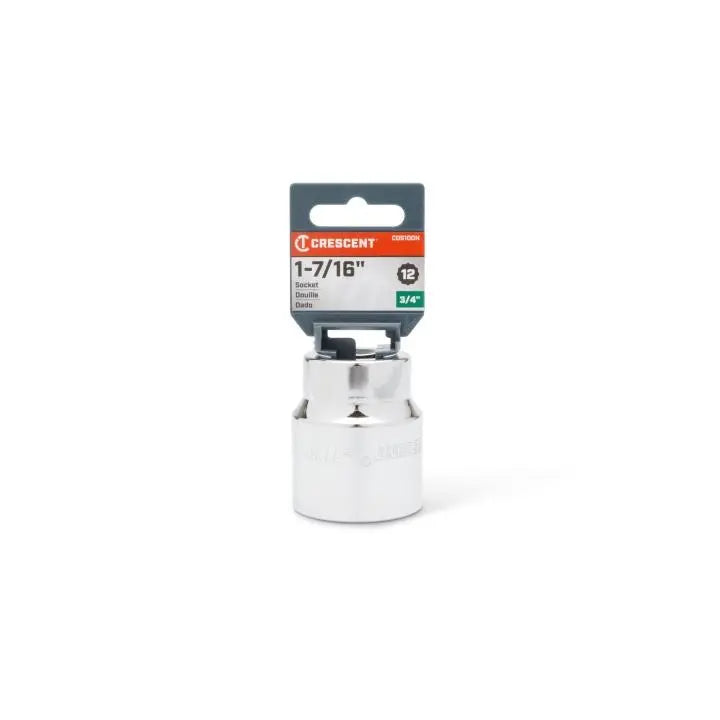 CRESCENT 3/4 in Drive 12 Point SAE Standard Socket, 1-7/16 in - GW CDS100N