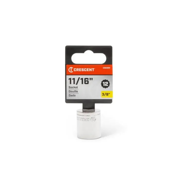 CRESCENT 3/8 in Drive 12 Point SAE Standard Socket, 11/16 in - GW CDS30N