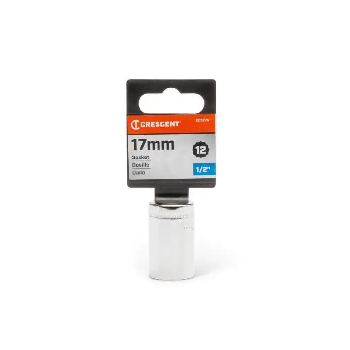 CRESCENT 1/2 in Drive 12 Point Metric Standard Socket, 17mm - GW CDS77N