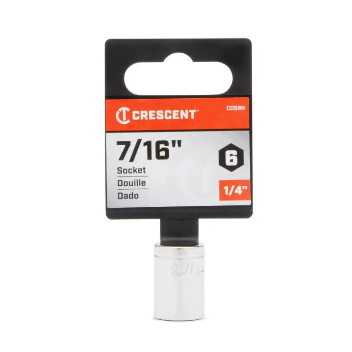 CRESCENT 1/4 in Drive 6 Point SAE Standard Socket, 7/16 in - GW CDS8N