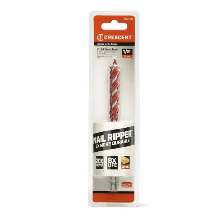 CRESCENT High Speed Auger Drill Bit, 1/2 in x 6 in - GW CDSA-629 Drill Bit CRESCENT