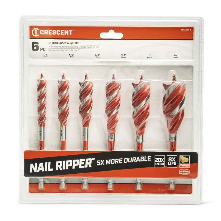 CRESCENT Set of 6 High Speed Auger - GW CDSASET-6 Auger Set CRESCENT