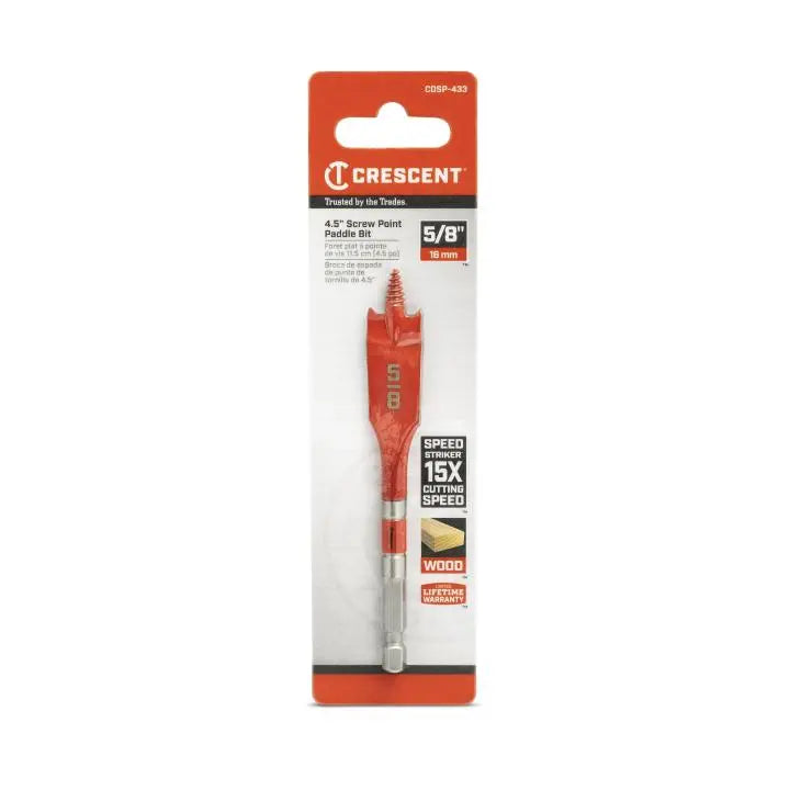 CRESCENT Screw Point Spade Drill Bit, 5/8 in x 4 in - GW CDSP-433 Drill Bit CRESCENT