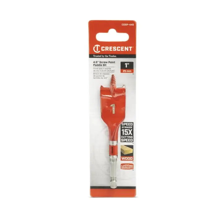 CRESCENT Screw Point Spade Drill Bit, 1 in x 4 in - GW CDSP-445 Drill Bit CRESCENT