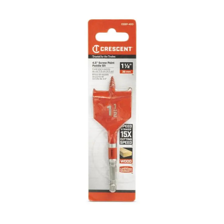 CRESCENT Screw Point Spade Drill Bit, 1-1/2 in x 4 in - GW CDSP-453 Drill Bit CRESCENT