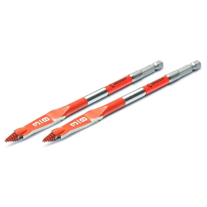 CRESCENT Set of 2 Screw Point Spade Drill Bit, 3/8 in x 6 in - GW CDSP-621-2 Drill Bit Set CRESCENT