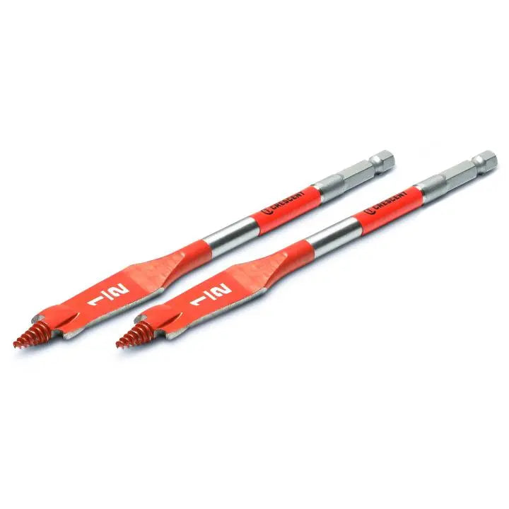 CRESCENT Set of 2 Screw Point Spade Drill Bit, 1/2 in x 6 in - GW CDSP-629-2 Drill Bit Set CRESCENT