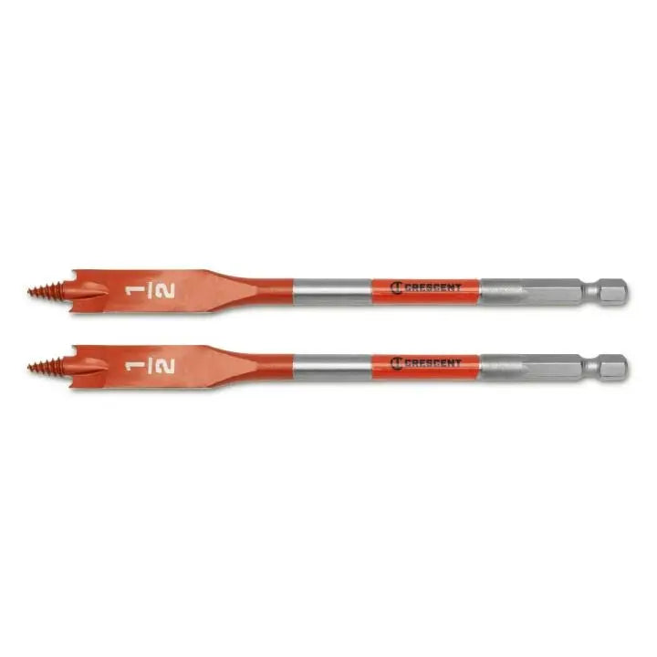 CRESCENT Set of 2 Screw Point Spade Drill Bit, 1/2 in x 6 in - GW CDSP-629-2 Drill Bit Set CRESCENT