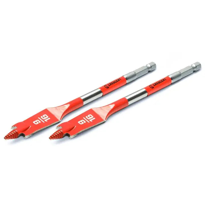 CRESCENT Set of 2 Screw Point Spade Drill Bit, 9/16 in x 6 in - GW CDSP-631-2 Drill Bit Set CRESCENT