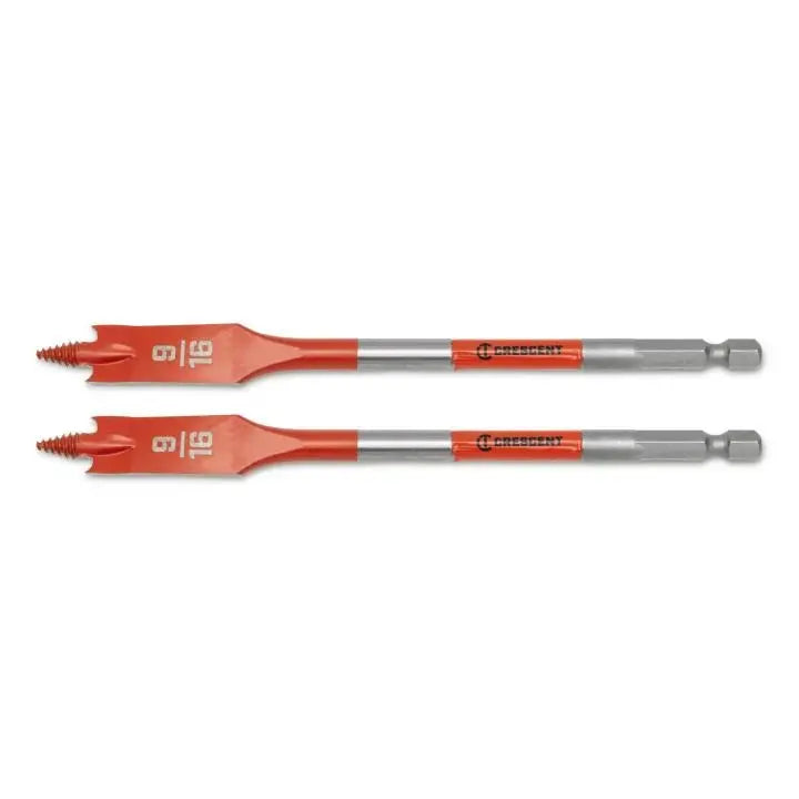 CRESCENT Set of 2 Screw Point Spade Drill Bit, 9/16 in x 6 in - GW CDSP-631-2 Drill Bit Set CRESCENT